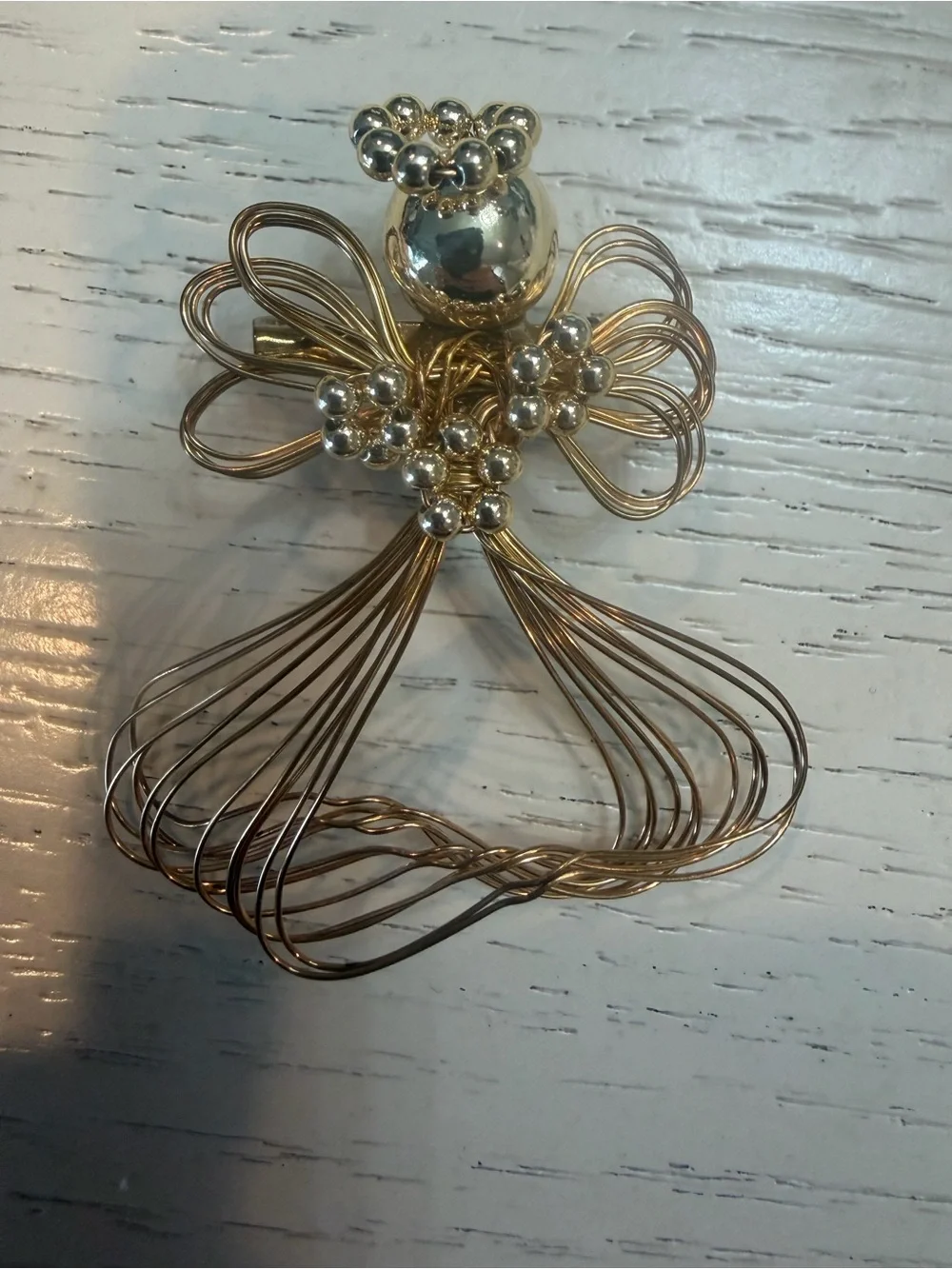 Vintage Gold Tone Wire Angel Brooch